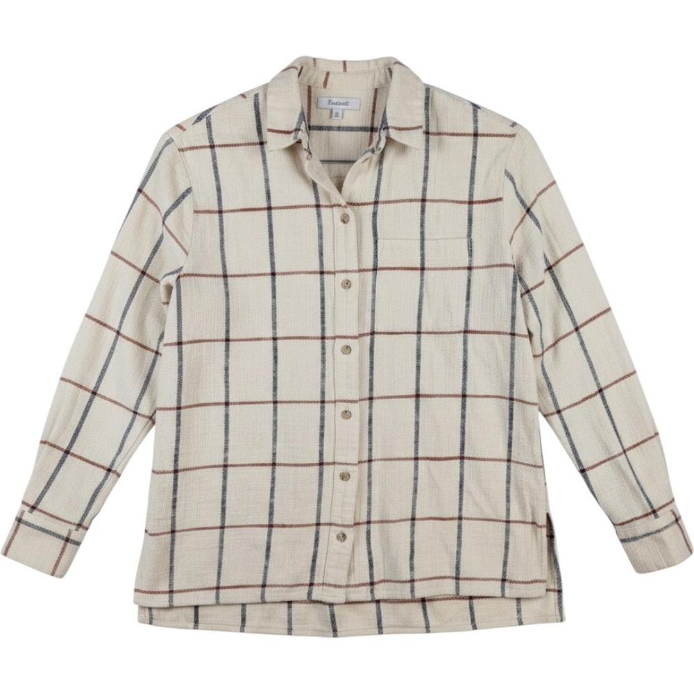 Madewell Button Down‎ Shirt Womens XS Textured Woven Cream Plaid NB571